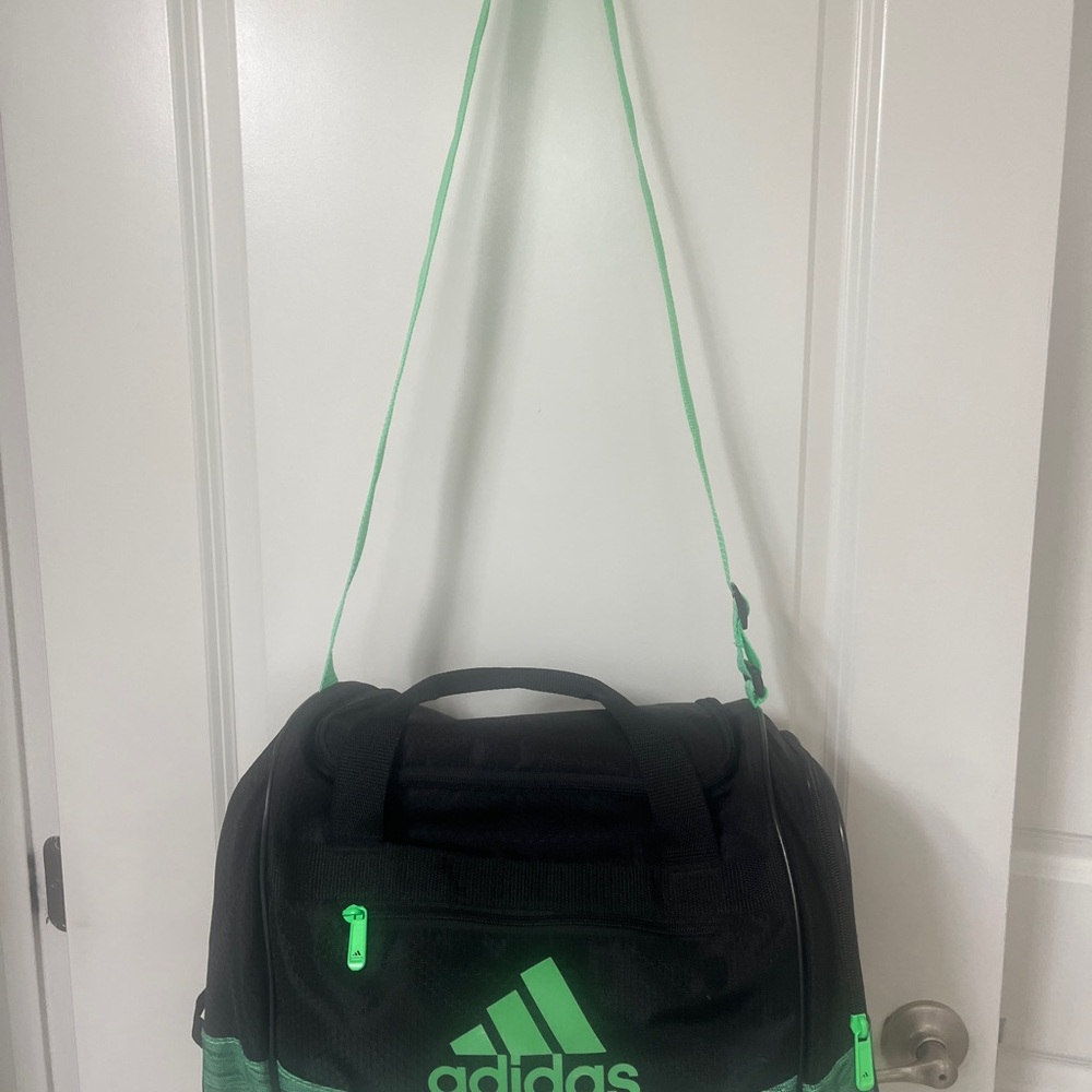 Adidas Black Duffel Bag with Neon Green Accents - Picture 2 of 6
